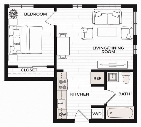 One Bedroom B Floor Plan